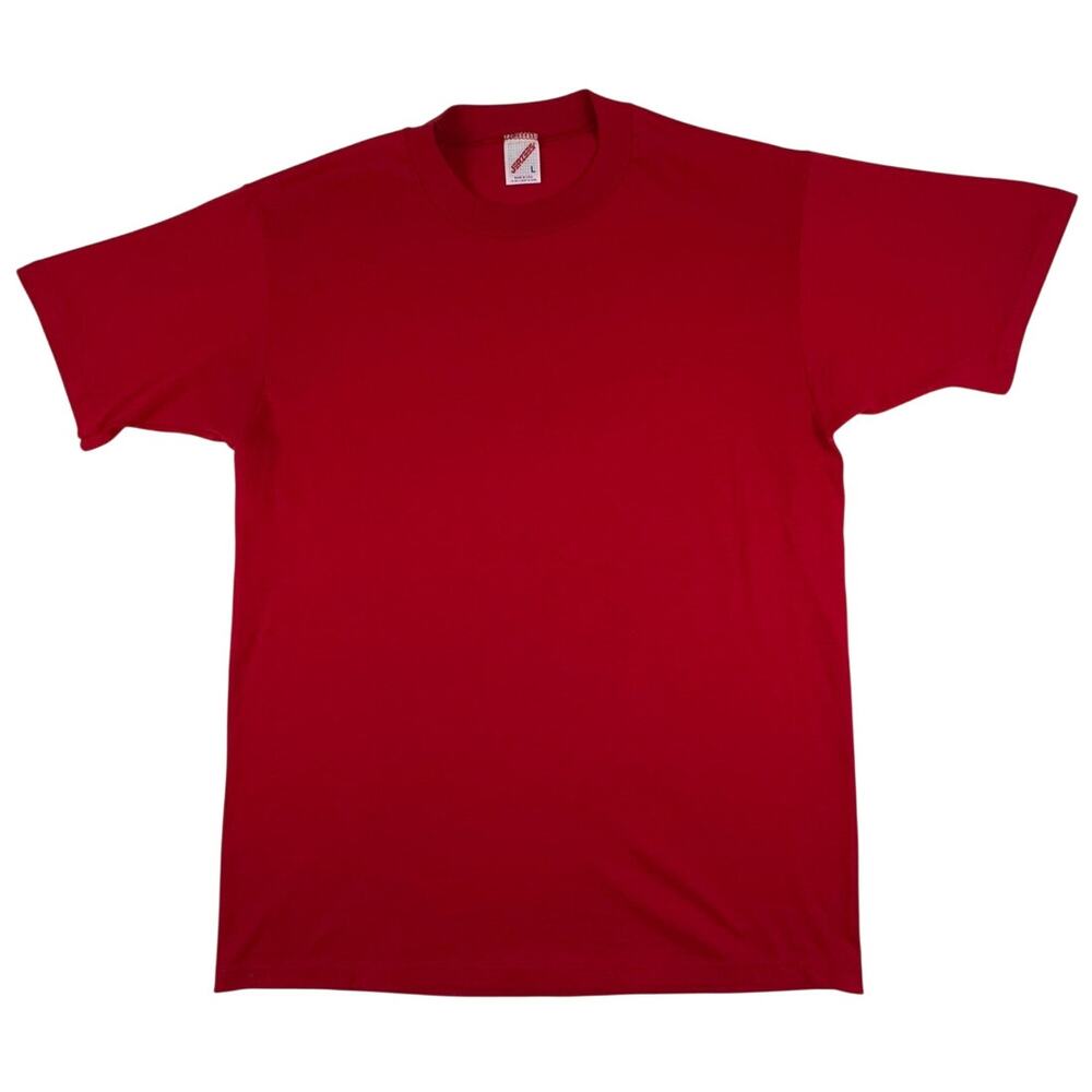 Vintage Jerzees Blank T Shirt Mens Large Red Single Stitch USA 50/50 80s 90s